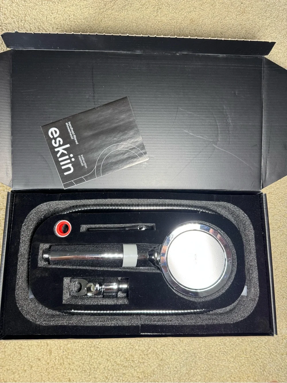 Eskiin Filtered BLACK Handheld Showerhead NEW in Package